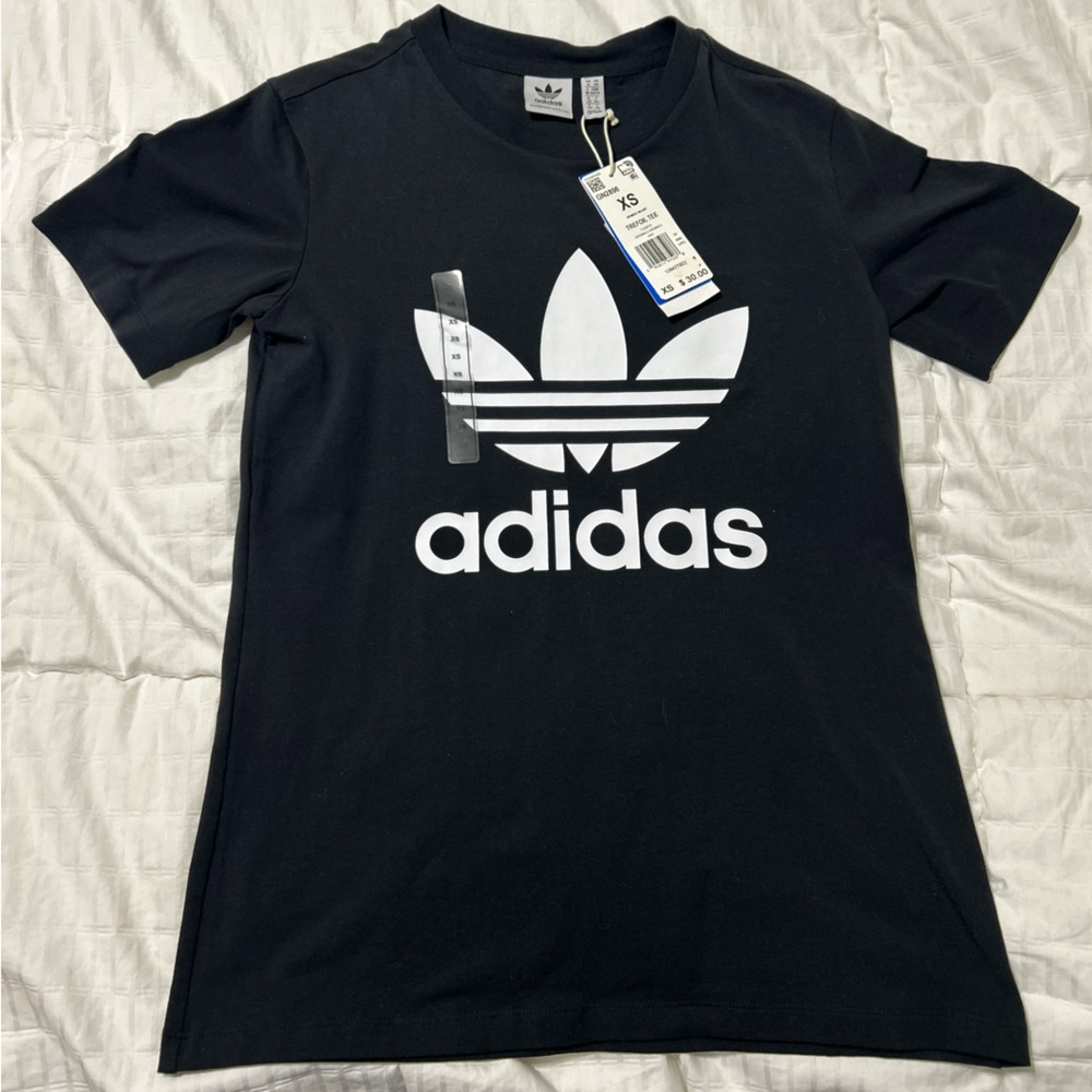 Adidas Black Tee with White Trefoil Logo
